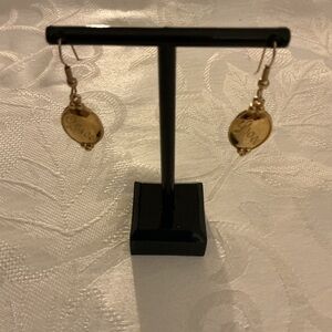 Avon Vintage Sentiments Oval Gold Plated Dangling Earrings
